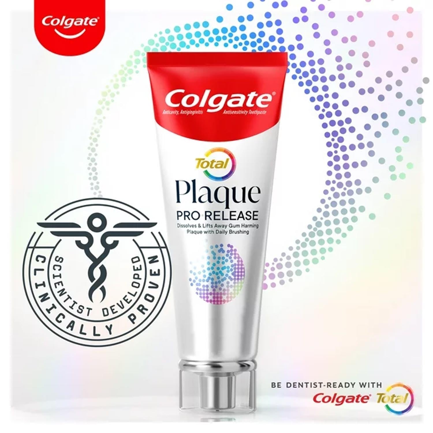 Colgate Total Plaque Pro Release Whitening Toothpaste, 3 Oz Tube - Image 2